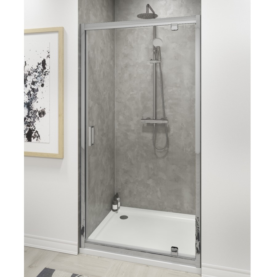 Claritas 6 Glass Pivot Door with a Chrome Frame - 760mm