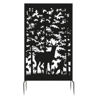 Black Steel Garden Screen Panel With Deer's - Fallen Fruits