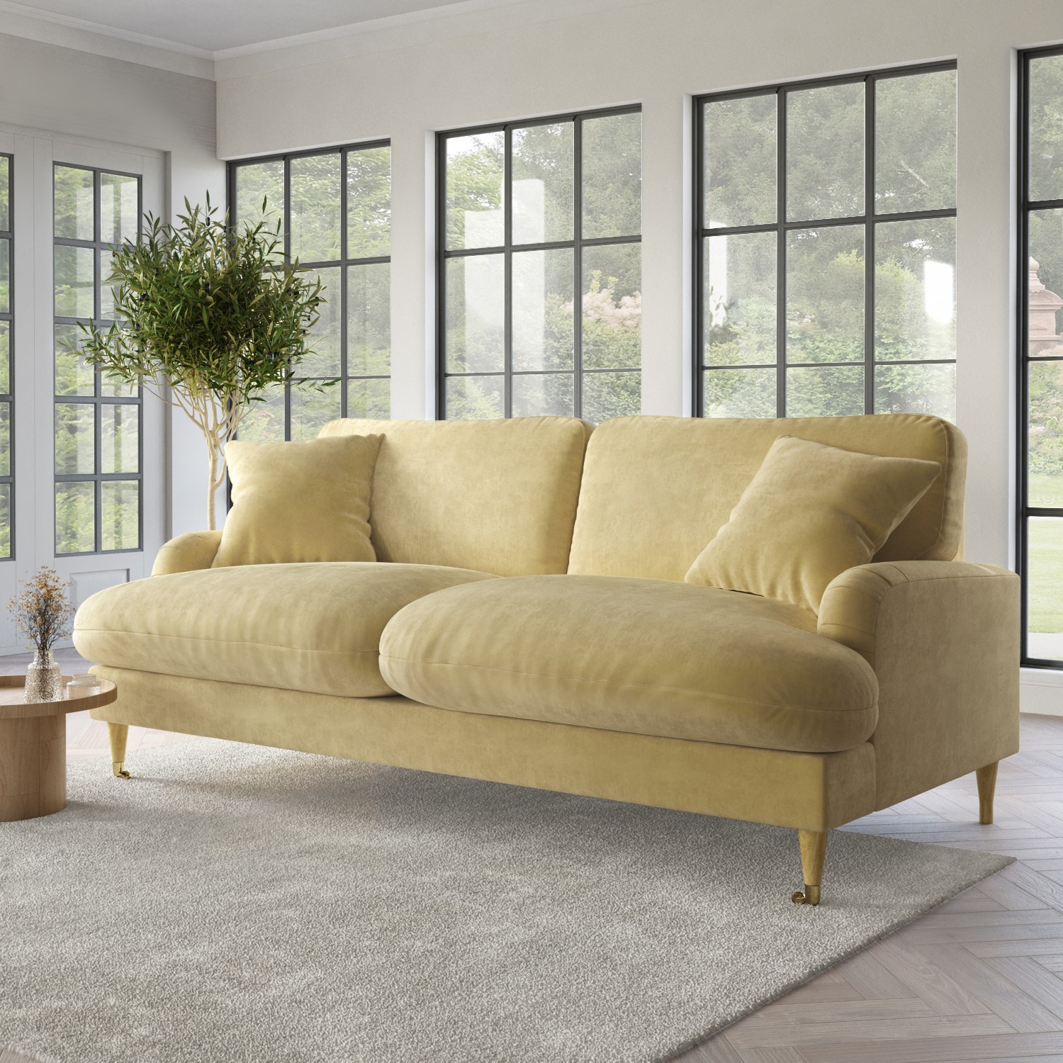 Photo of Yellow fabric 3 seater sofa - payton premium