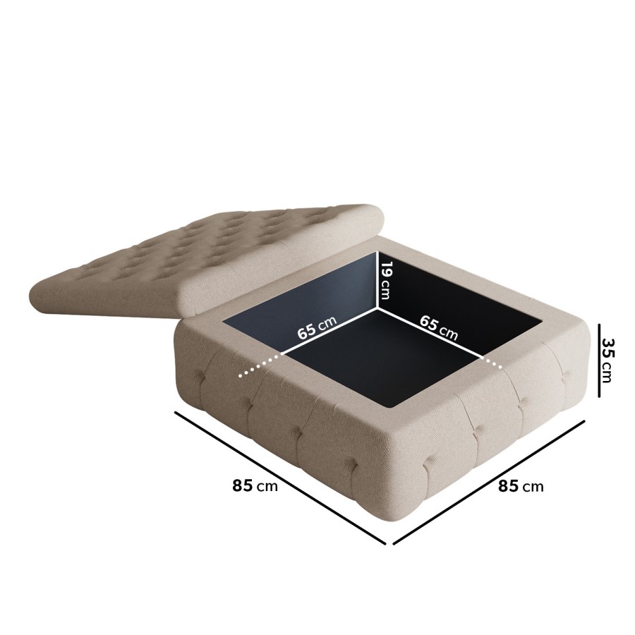 GRADE A1 - Large Beige Fabric Storage Footstool - Payton
