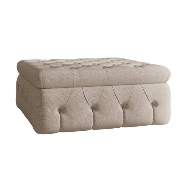 Large Beige Fabric Footstool with Storage - Payton