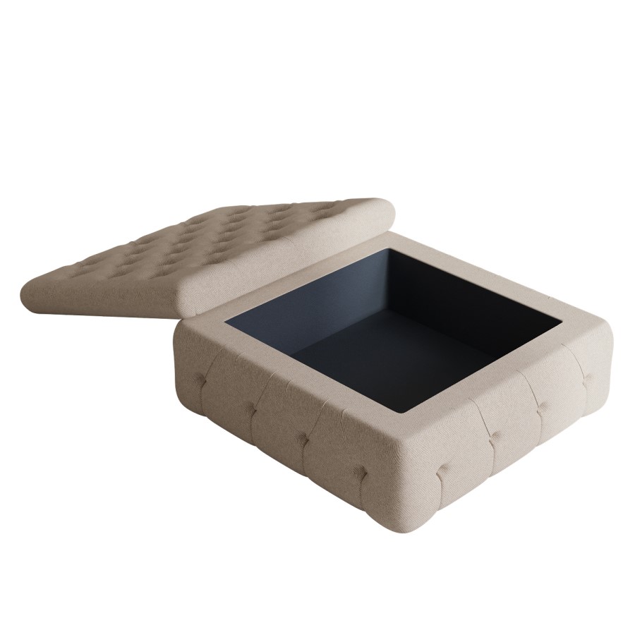 GRADE A1 - Large Beige Fabric Storage Footstool - Payton