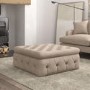 Large Beige Fabric Footstool with Storage - Payton
