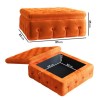 Large Orange Velvet Footstool with Storage - Payton