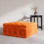 GRADE A1 - Large Orange Velvet Storage Footstool - Payton