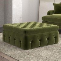 Large Olive Green Velvet Footstool with Storage - Payton Large Olive Green Velvet Footstool with Storage - Payton