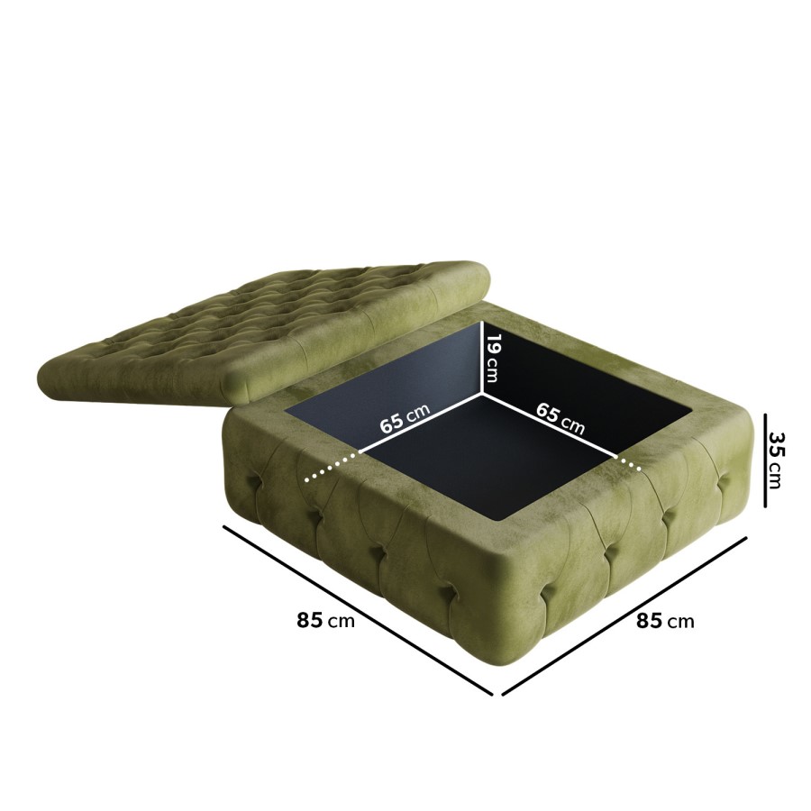 GRADE A2 - Large Olive Green Velvet Storage Footstool - Payton