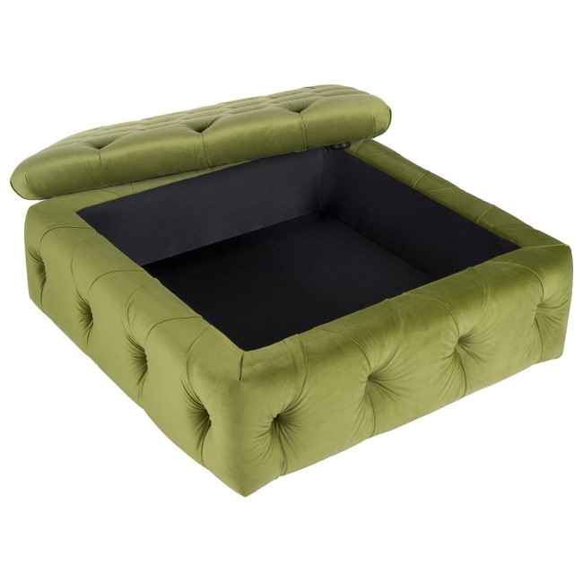 Large Olive Green Velvet Footstool with Storage - Payton