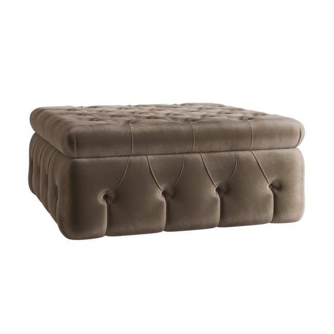 Large Beige Velvet Footstool with Storage - Payton