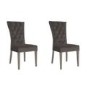 Pembroke Pair of Grey Velvet Dining Chairs with Solid Wood Legs 