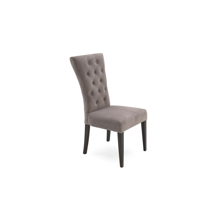 Pembroke Pair of Taupe Velvet Dining Chairs with Solid Wood Legs