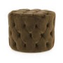 Perkins Round Tufted Pouf/Footstool in Velvet Cedar Brown