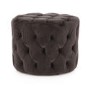 Round Tufted Velvet Dressing Table Pouf in Misty Grey