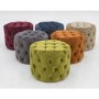 Round Tufted Velvet Dressing Table Pouf in Misty Grey