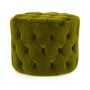 Perkins Round Tufted Pouf/Footstool in Velvet Moss Green