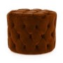 Perkins Round Tufted Pouf/Footstool in Velvet Pumpkin Orange