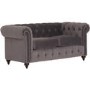 Porter Grey Velvet 2 Seater Sofa - Chesterfield Style
