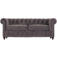 Vida Living Porter Grey Velvet Chesterfield Sofa with Silver Studs - Seats 3