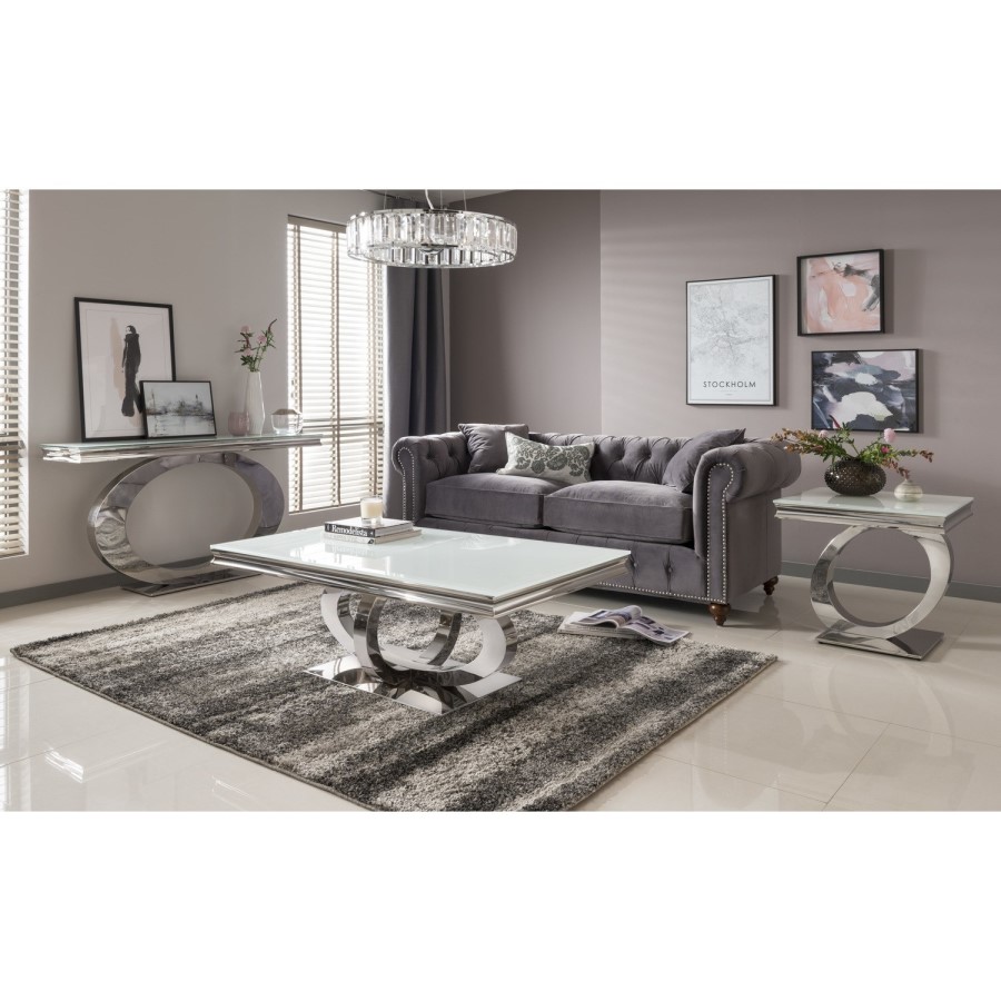 Vida Living Porter Grey Velvet Chesterfield Sofa with Silver Studs - Seats 3