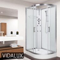 Vidalux Pure -1200x800mm White Left-Hand Offset Quadrant Shower Cabin with Hydro Shower Set & Shower Tray