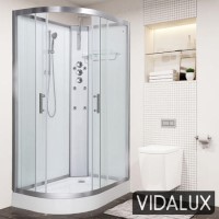 Vidalux Pure -1200x800mm White Right-Hand Offset Quadrant Shower Cabin with Hydro Shower Set & Shower Tray