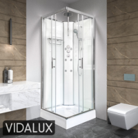 900x900mm Hydro Shower Cabin Square with White Panel - Shower Tray & 3 Outlet Thermostatic Mixer Shower System - Vidalux