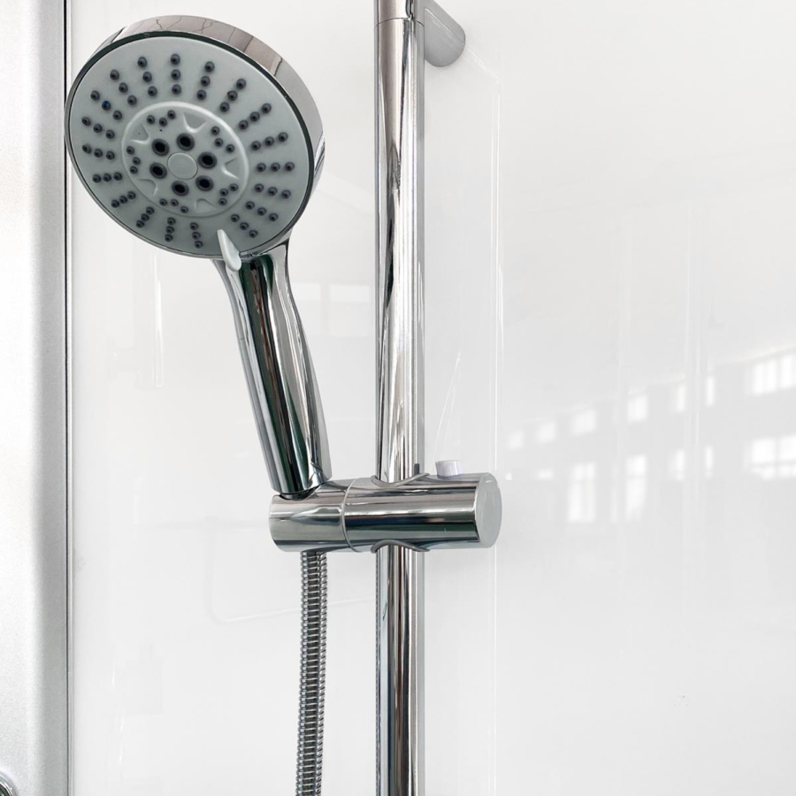 900x900mm Hydro Shower Cabin Square with White Panel - Shower Tray & 3 Outlet Thermostatic Mixer Shower System - Vidalux