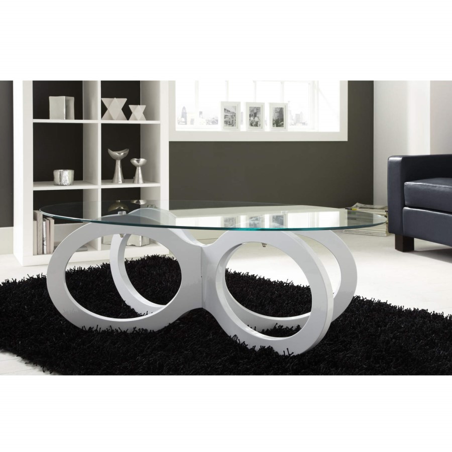 Tiffany White High Gloss Looped Base Coffee Table