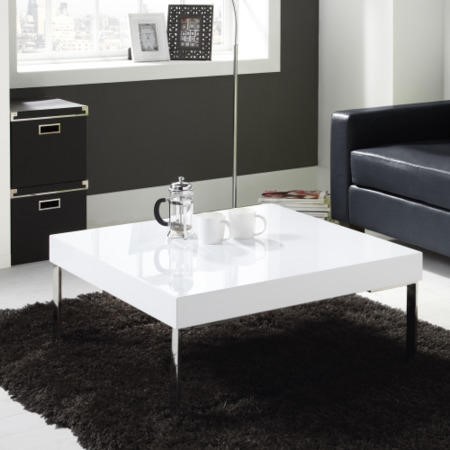 High Gloss Square White Coffee Table - Tiffany Range