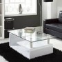 Tiffany High Gloss White and Glass Rectangular Coffee Table