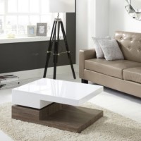 GRADE A2 - Tiffany White High Gloss Two Tone Rotating Top Coffee Table