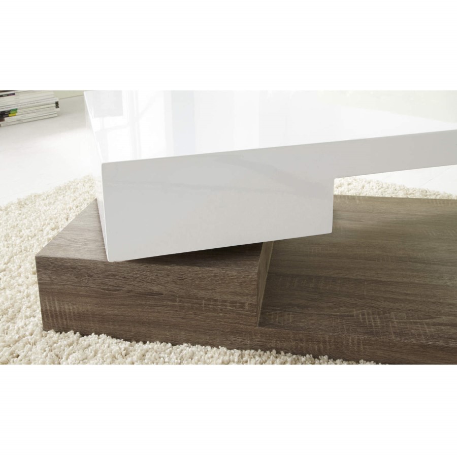 GRADE A2 - Tiffany White High Gloss Two Tone Rotating Top Coffee Table