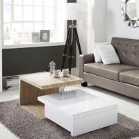 Tiffany White High Gloss Two Tone Swivel Base Coffee Table