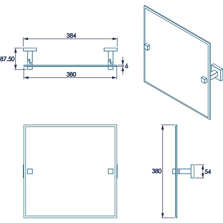 Square Tilting Bathroom Mirror 380 x 380mm - Croydex