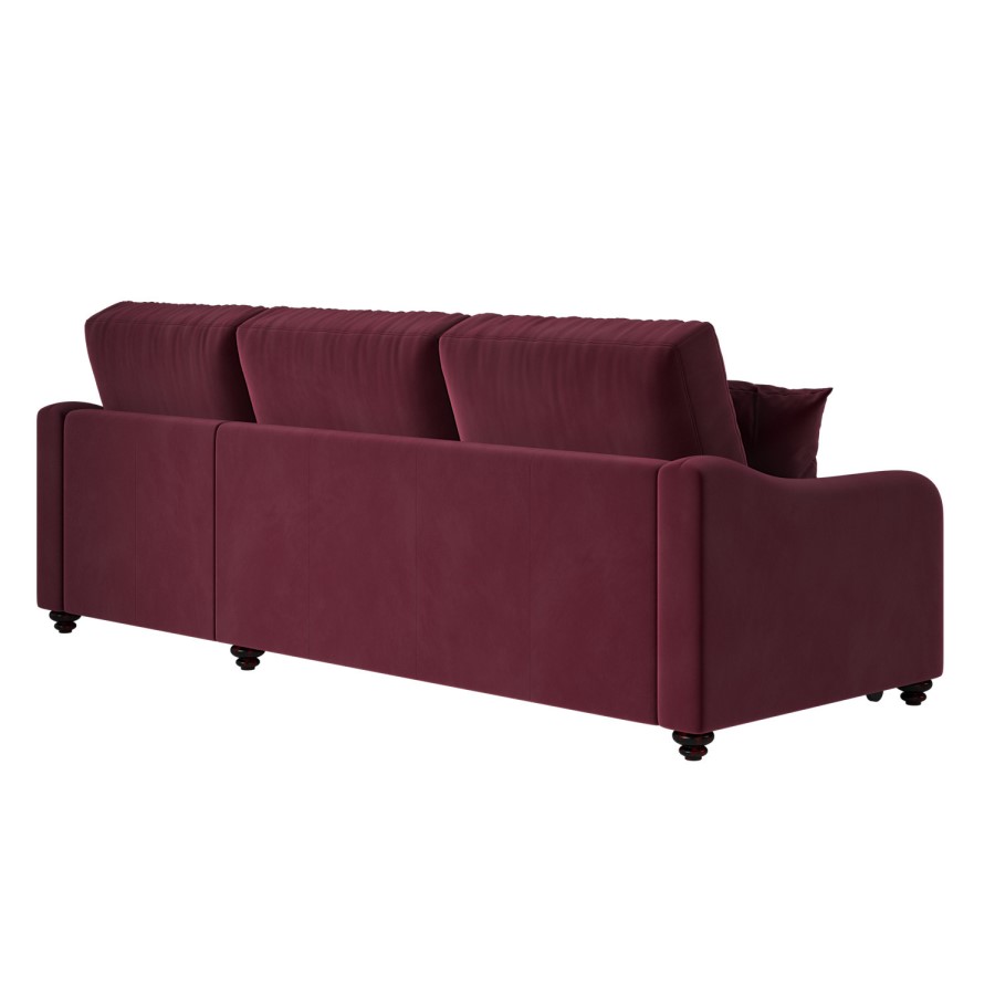 Burgundy Velvet Right Hand Corner Sofa Bed with Storage - Seats 4 - Quinn