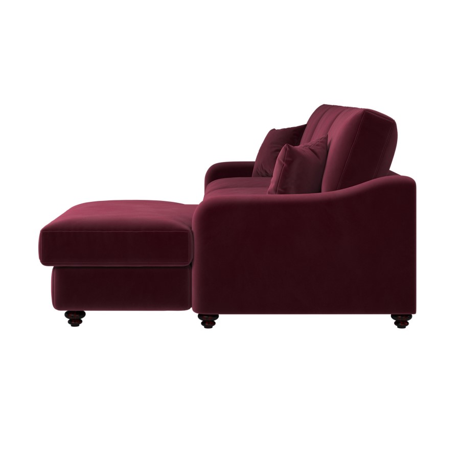 Burgundy Velvet Right Hand Corner Sofa Bed with Storage - Seats 4 - Quinn