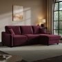 Burgundy Velvet Right Hand Corner Sofa Bed with Storage - Seats 4 - Quinn