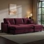 Burgundy Velvet Right Hand Corner Sofa Bed with Storage - Seats 4 - Quinn