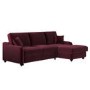 Burgundy Velvet Right Hand Corner Sofa Bed with Storage - Seats 4 - Quinn