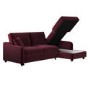 Burgundy Velvet Right Hand Corner Sofa Bed with Storage - Seats 4 - Quinn