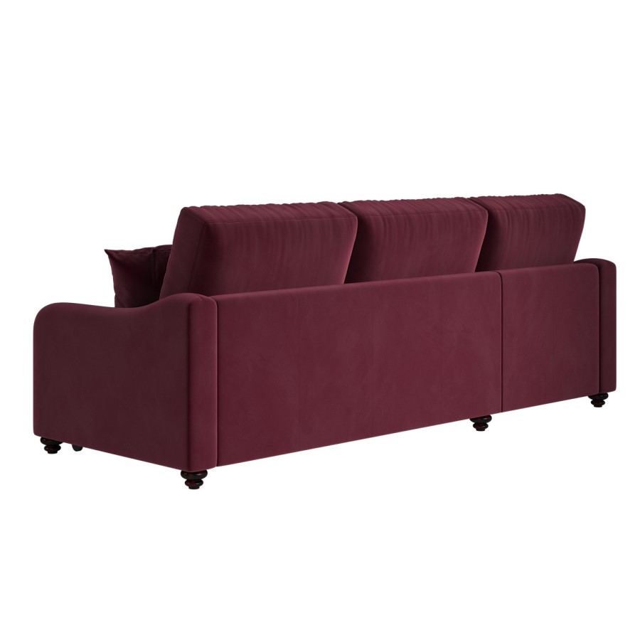 Burgundy Velvet Left Hand Corner Sofa Bed with Storage - Quinn