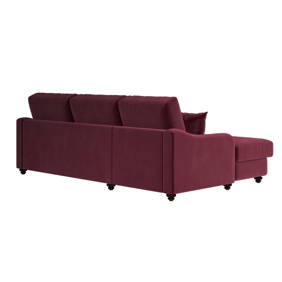 Burgundy Velvet Left Hand Corner Sofa Bed with Storage - Quinn
