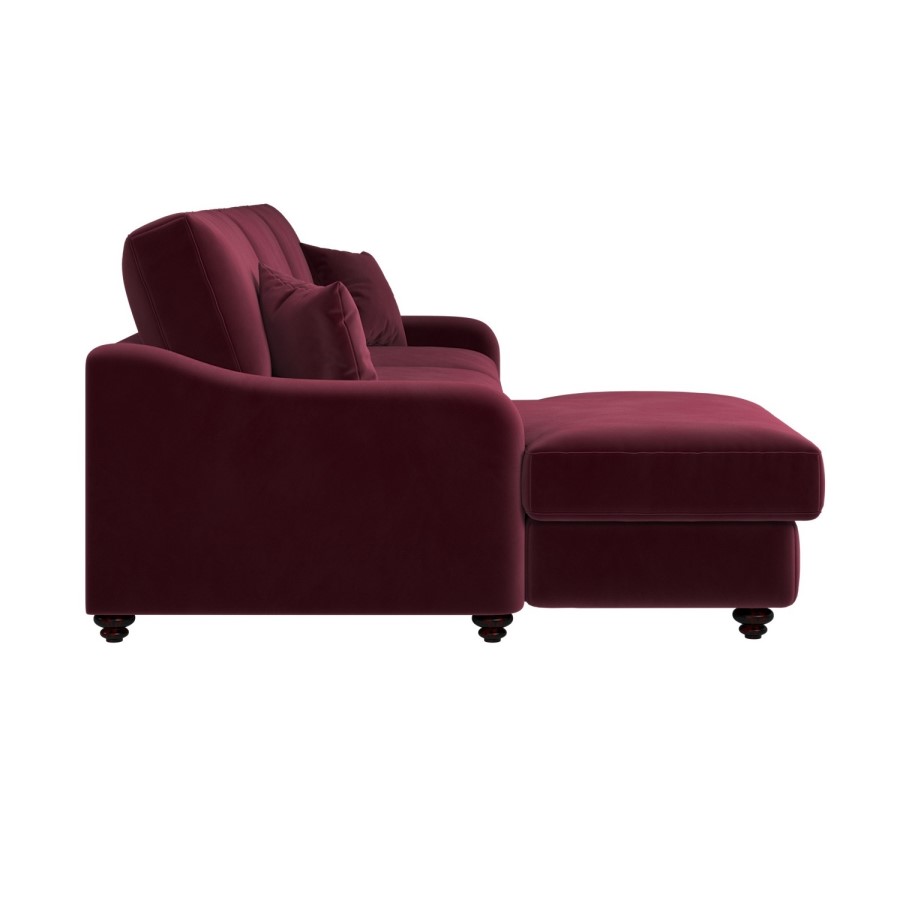 Burgundy Velvet Left Hand Corner Sofa Bed with Storage - Quinn