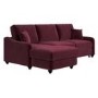 Burgundy Velvet Left Hand Corner Sofa Bed with Storage - Quinn