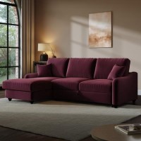 ALMOST PERFECT - Burgundy Velvet Left-Hand 4 Seater Corner Sofa Bed with Storage - Quinn