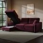 Burgundy Velvet Left Hand Corner Sofa Bed with Storage - Quinn