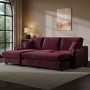 Burgundy Velvet Left Hand Corner Sofa Bed with Storage - Quinn