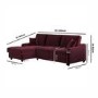 Burgundy Velvet Left Hand Corner Sofa Bed with Storage - Quinn