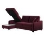 Burgundy Velvet Left Hand Corner Sofa Bed with Storage - Quinn