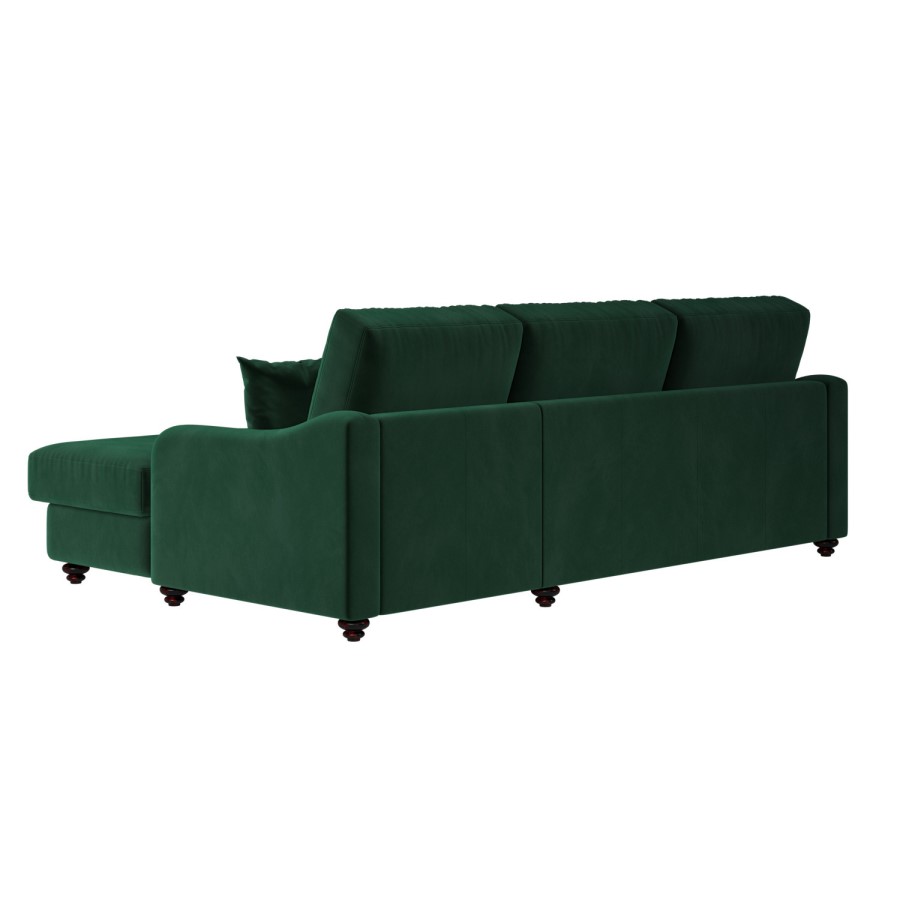 Dark Green Velvet Right Hand Corner Sofa Bed with Storage - Quinn